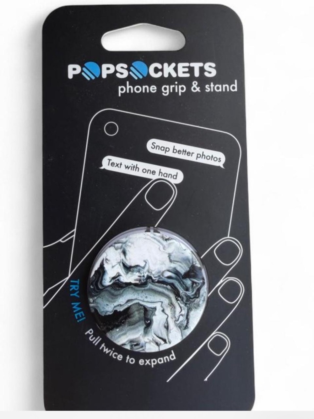 PopSocket Phone Grip & Stand - Marble Swirl Black Gray White